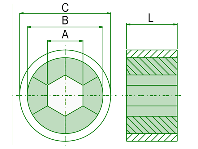Segmented Hex Socket Die